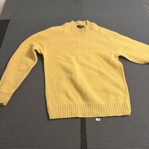 Vintage Alps Wool Knit Sweater Yellow Raglan Crewneck Mens Small
